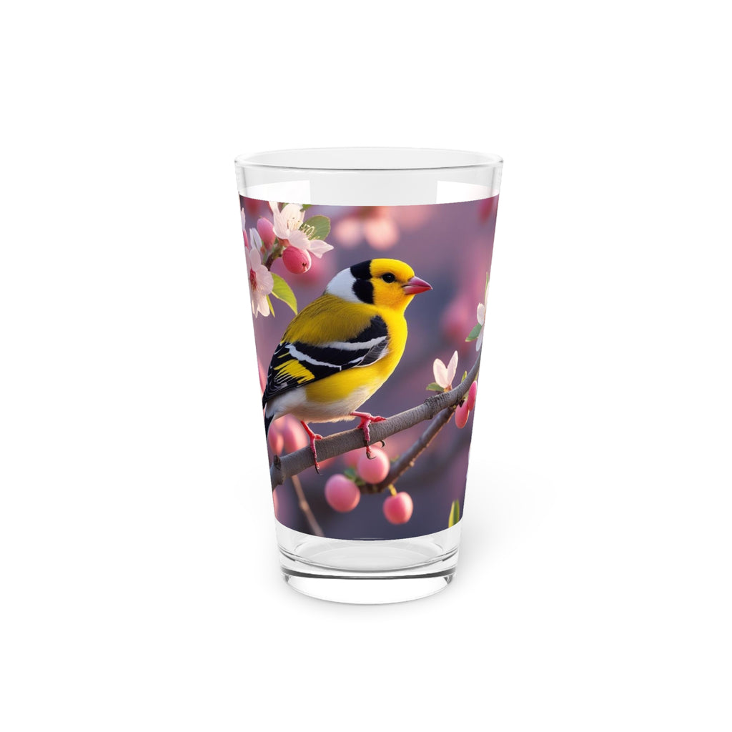 Springtime Floral Bird Pint Glass - Elegant Drinkware for Nature Lovers, Garden Party, Mother's Day, Birthday Gift, Home Decor