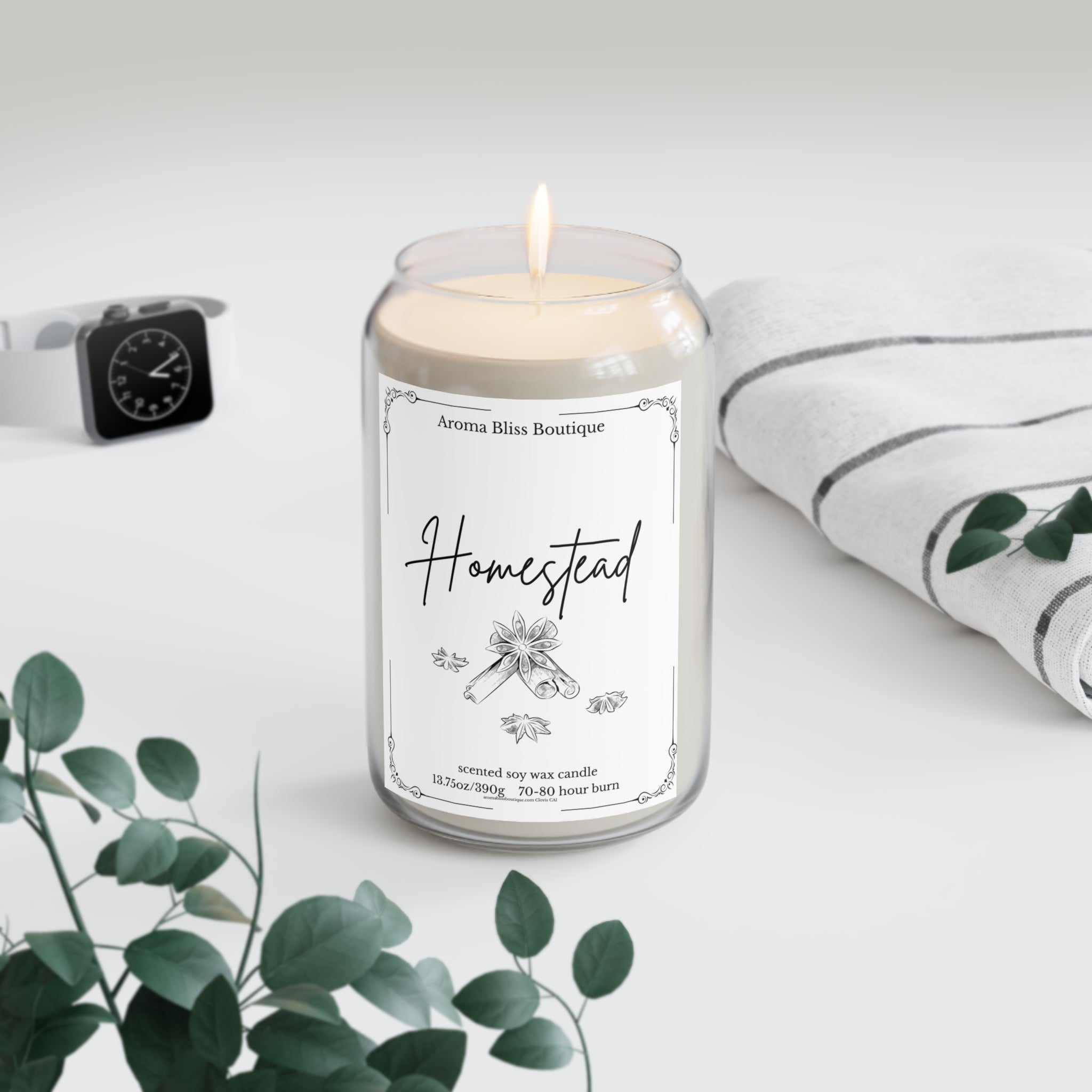 Homestead Scented Soy Candle, Eco-Friendly Home Fragrance