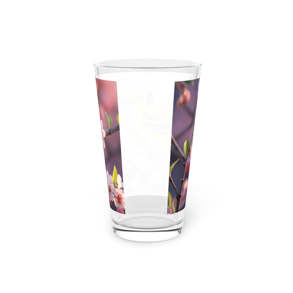 Springtime Floral Bird Pint Glass - Elegant Drinkware for Nature Lovers, Garden Party, Mother's Day, Birthday Gift, Home Decor