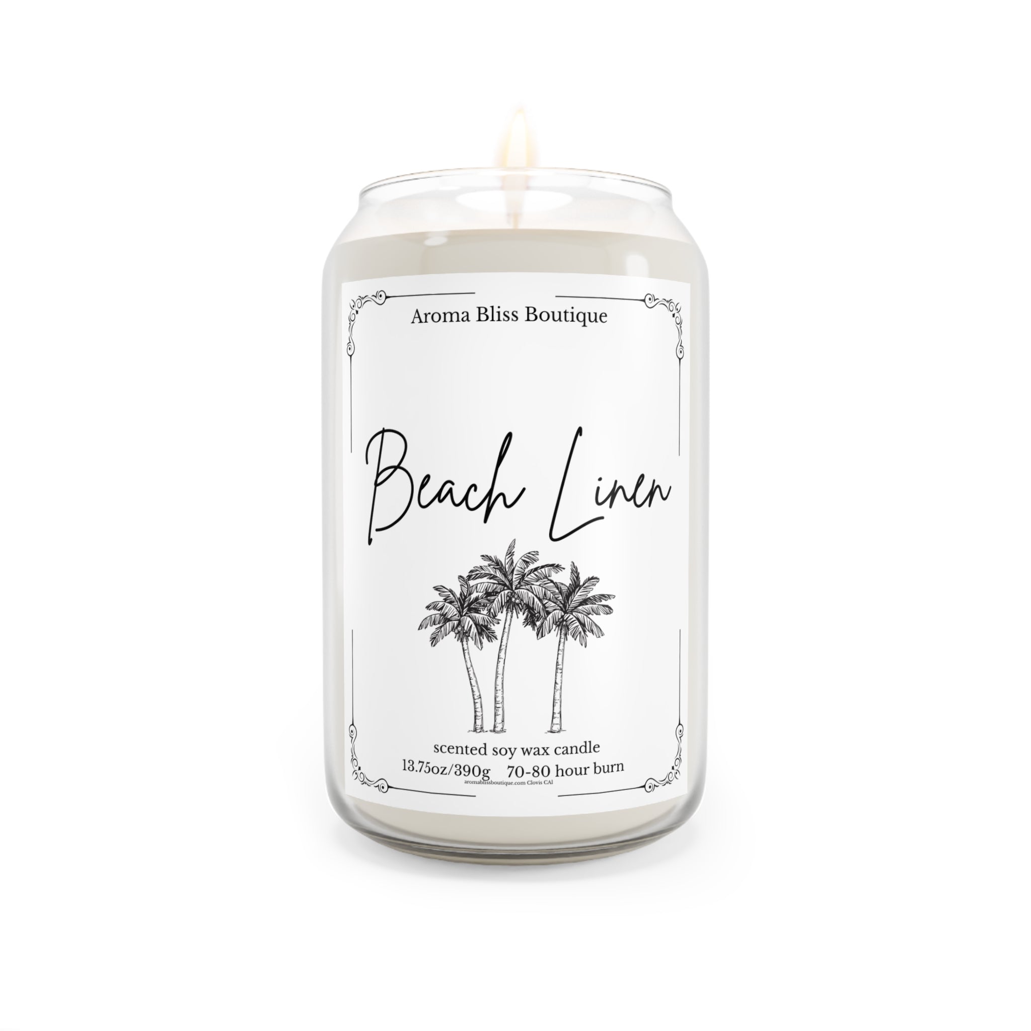 Beach Linen Scented Soy Candle | Relaxing Home Decor, Gift for Her, Spa Vibes, Aromatherapy, Birthday Gift