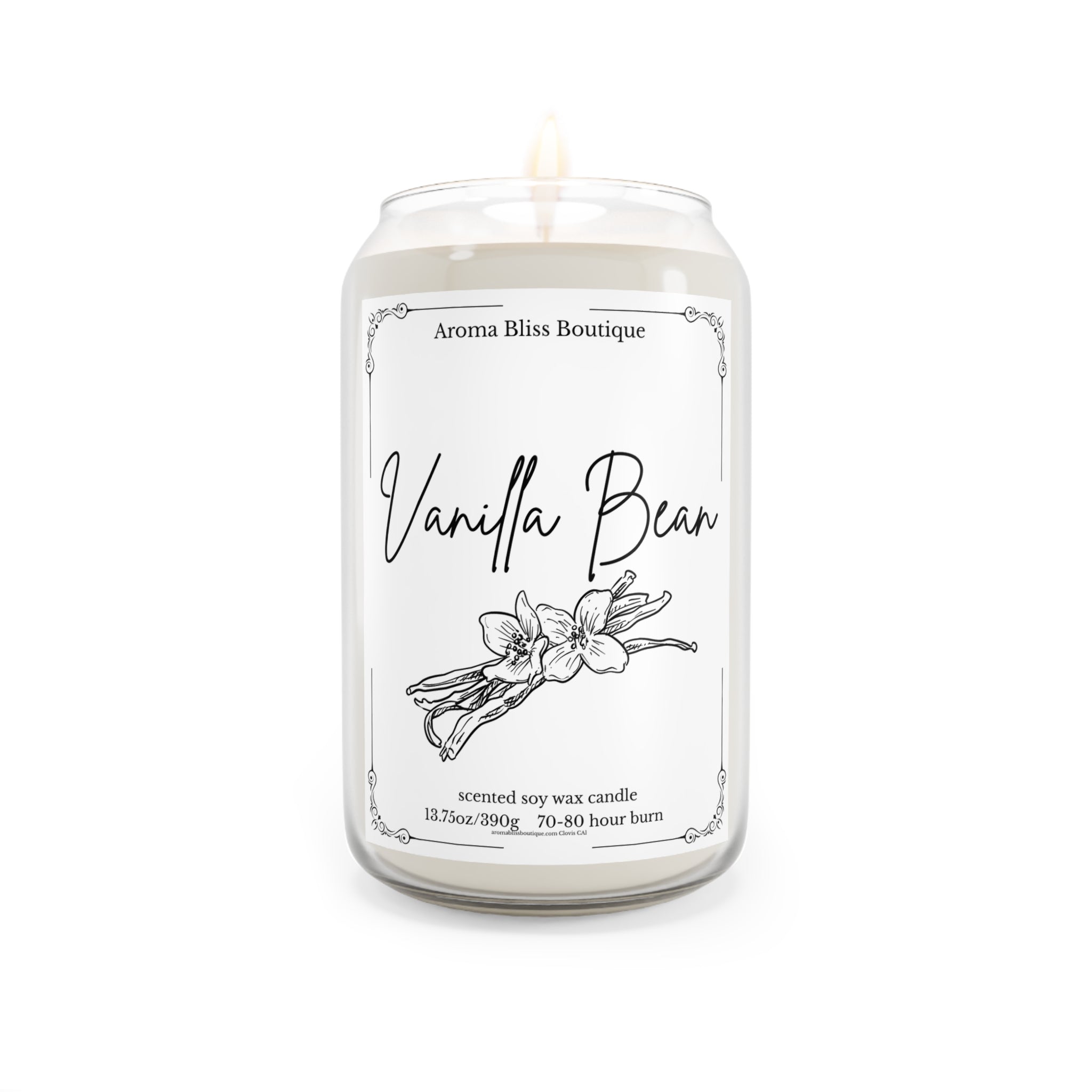 Vanilla Bean Soy Wax Candle, Eco-Friendly Candle