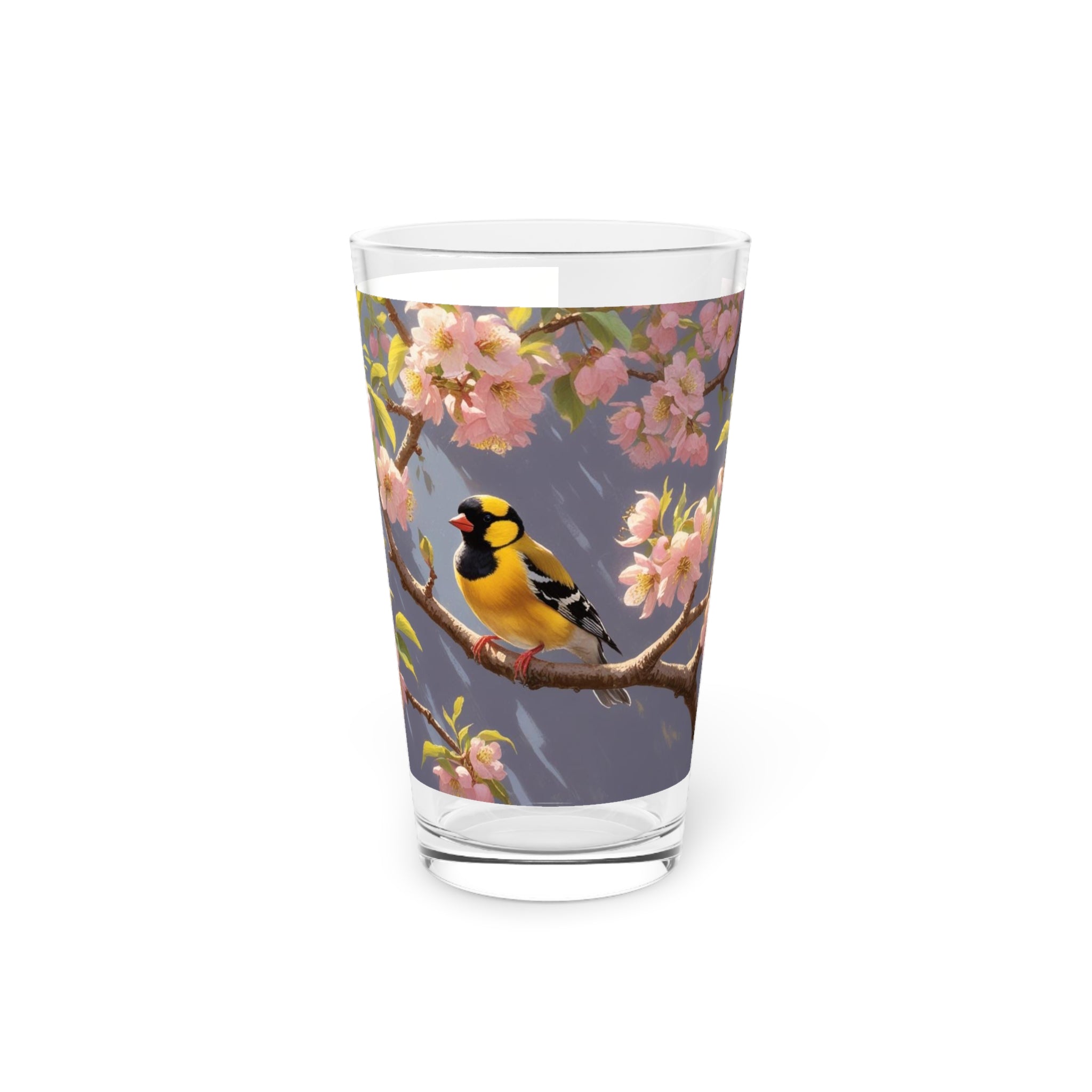 Springtime Bird Pint Glass, Floral Pint Glass, Gift for Bird Lovers, Spring Party Drinkware, Nature Lover's Glass, Easter Decor