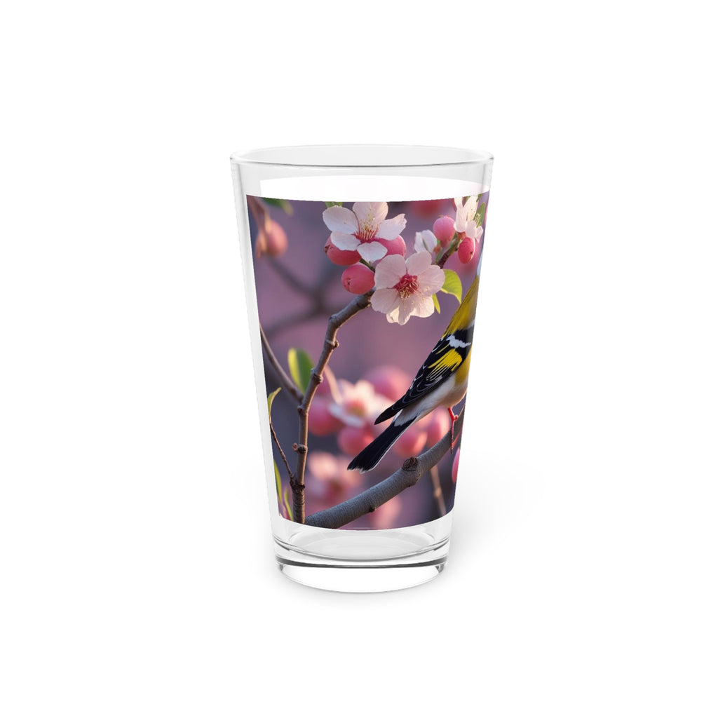 Springtime Floral Bird Pint Glass - Elegant Drinkware for Nature Lovers, Garden Party, Mother's Day, Birthday Gift, Home Decor